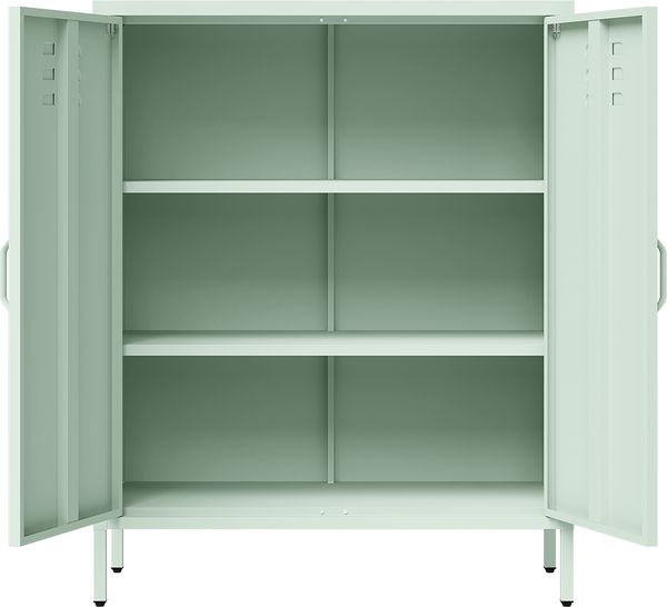 skølm 'Atria' Metallkommode, pastellgrün, 100x38x80 cm, Metallschrank mit 3 Fächern Bild 9