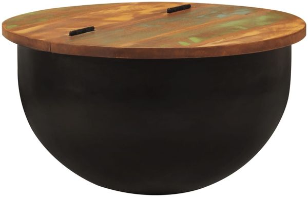 vidaXL Couchtisch Schwarz 50x27 cm Altholz Massiv 351755