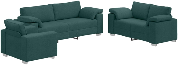 vidaXL Sofa 3 pcs Dunkelgrün Leinenmischgewebe 3324663