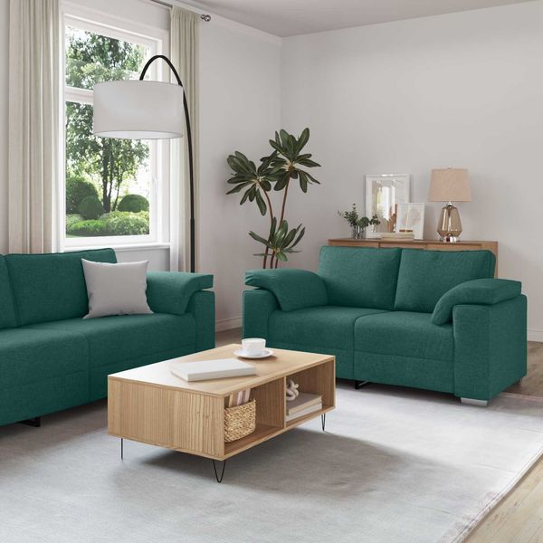 vidaXL Sofa 3 pcs Dunkelgrün 219 x 80 x 82 cm Leinenmischgewebe 3324663