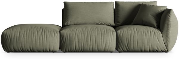 Micadoni Modulares Sofa Chris 3-Sitzer Links Strukturierter Stoff Gedämpftes Blau