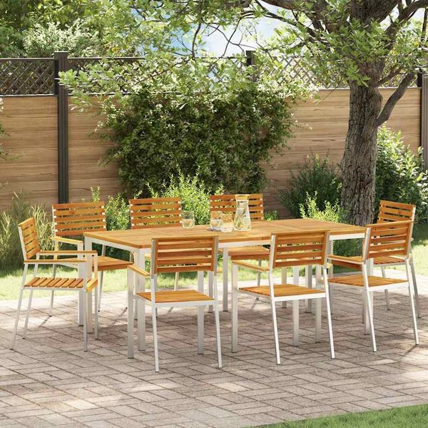 vidaXL Gartenstuhl 8 pcs Massives Akazienholz und Edelstahl 3334848