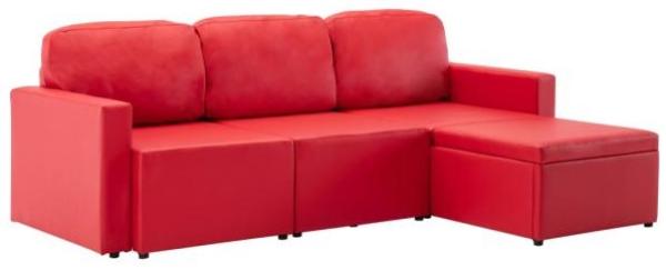 vidaXL Modulares 3-Sitzer Schlafsofa Rot Kunstleder 288798