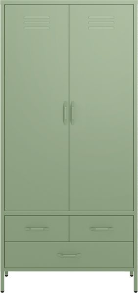 skølm 'Atria' Kleiderschrank mit 3 Schubladen, Metall, 170x45x80 cm, grün, Garderobe mit 4 Fächern und 2 Kleiderstangen Bild 9