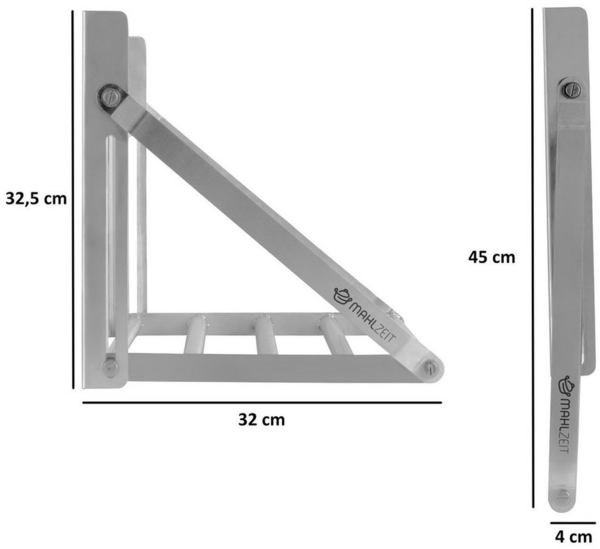 Mahlzeit Wandregal Edelstahl Wandregal, 120 x 30 cm, Klappbares Hängeregal Bild 2