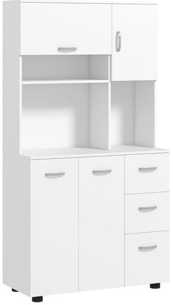 Küchenschrank 89x39,5x168 cm, weiß, mit 3 Schubladen, Regalen und verstellbaren Einlegeböden Bild 7