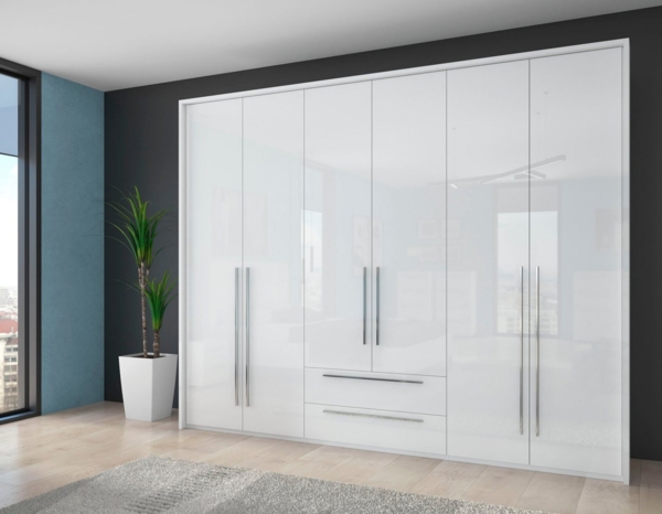 Places of Style Drehtürenschrank Piano weiß, verschiedene Breiten mit 2 Schubladen, inklusive Beleuchtung Bild 5