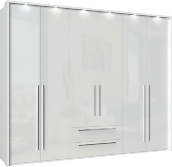 Places of Style Drehtürenschrank Piano weiß, verschiedene Breiten mit 2 Schubladen, inklusive Beleuchtung Bild 4