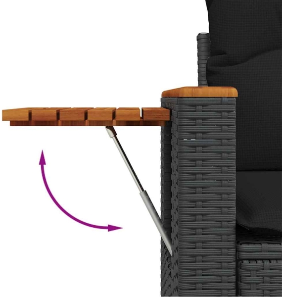 vidaXL Garten-Sofa-Set mit Kissen 9 pcs Schwarz 3363179 Bild 9