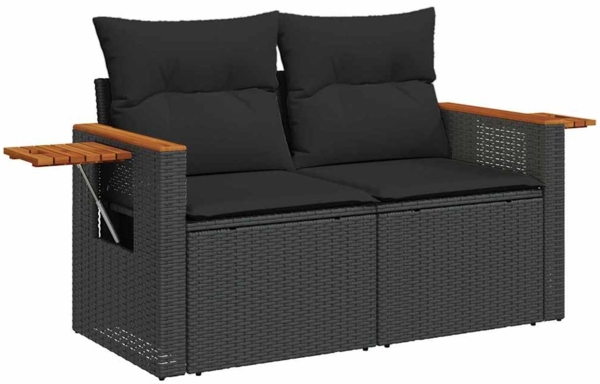 vidaXL Garten-Sofa-Set mit Kissen 9 pcs Schwarz 3363179 Bild 5