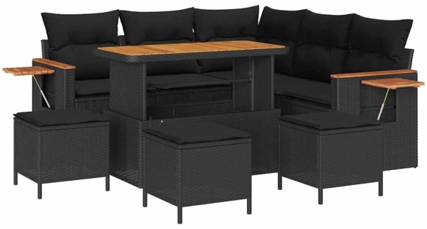 vidaXL Garten-Sofa-Set mit Kissen 9 pcs Schwarz 3363179 Bild 1
