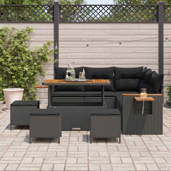 vidaXL Garten-Sofa-Set mit Kissen 9 pcs Schwarz 3363179 Bild 2