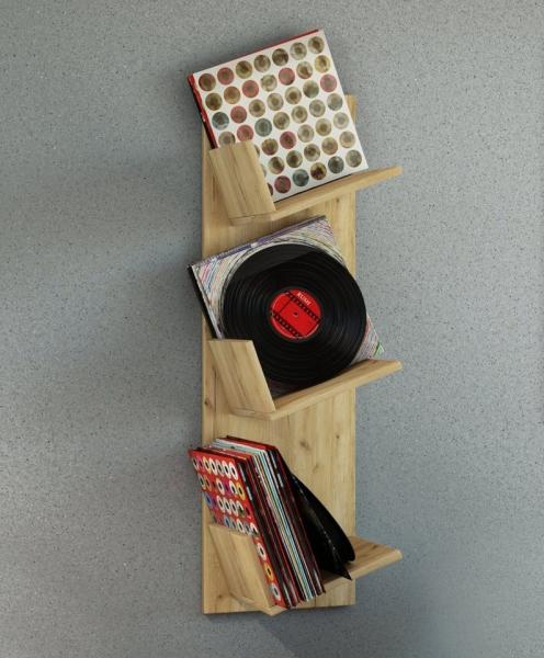 VCM CD-Regal Holz Bücher Schallplatten LP Hänge Wandregal Sulda