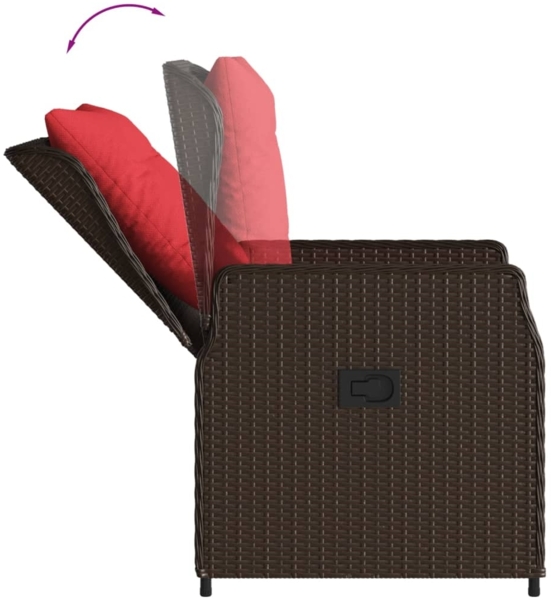 vidaXL Liegende Gartenstühle 2 Stk. Braun Poly Rattan 368658 Bild 7
