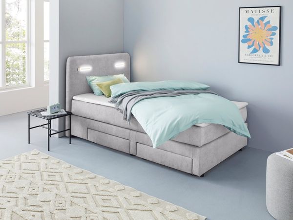 INOSIGN Boxbett Luan, Schubkästen, LED-Beleuchtung und Topper, in Breite 120 cm und 180 cm