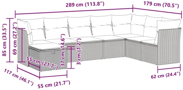 vidaXL 8-tlg. Garten-Sofagarnitur mit Kissen Braun Poly Rattan 3325339 Bild 10