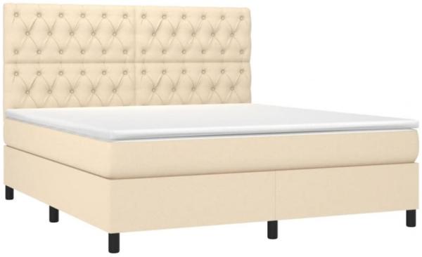 Boxspringbett mit Matratze & LED Stoff Creme 160 x 200 cm, Härtegrad: H2 [3135130]