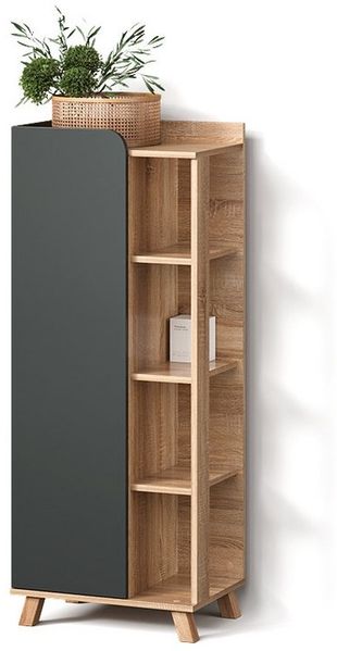 Livinity® Midischrank Marano, Anthrazit/Sonoma, 50 x 128 cm mit Tür und offenen Fächern (1-St)