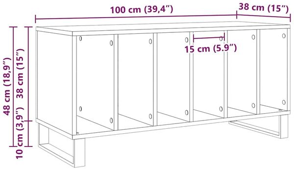 vidaXL Schallplattenschrank Schwarz Eichen-Optik 100 x 38 x 48 cm 862907 Bild 10
