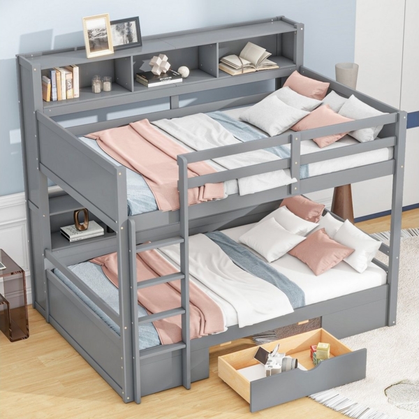 TavilaEcon Etagenbett Kinderbett Jugendbett mit Schubladen und Staufächern, 90x200cm Bild 5