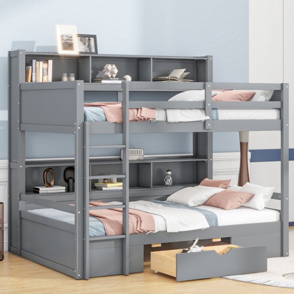 TavilaEcon Etagenbett Kinderbett Jugendbett mit Schubladen und Staufächern, 90x200cm Bild 3