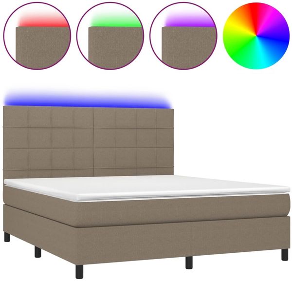 vidaXL Boxspringbett mit Matratze & LED Taupe 180x200 cm Stoff 3134897 Bild 2