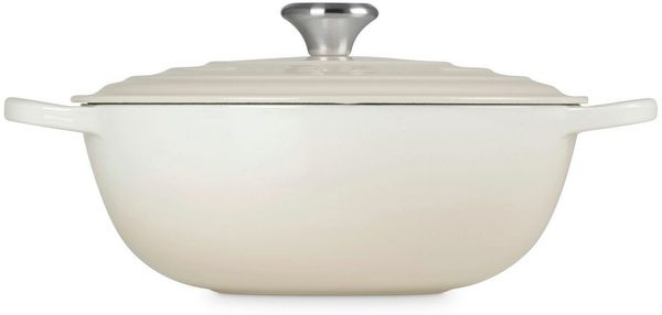 LE CREUSET Bräter Bräter La Marmite Signature rund meringue 28cm, Emailliertes Gusseisen