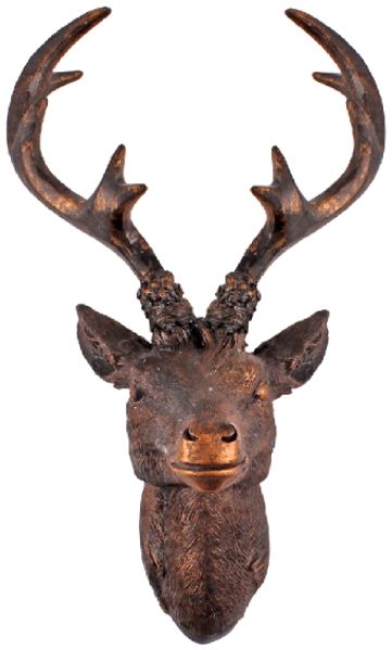 Hirschgeweih Hirschkopf Wanddeko Dekoration Wandschmuck Figur Geweih Bronze 20x30cm