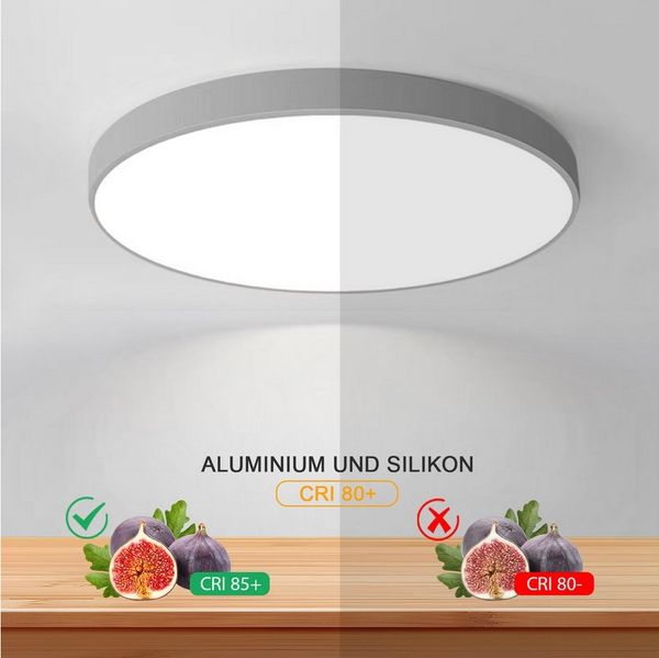 JDONG LED Deckenleuchte 36W Rund Flach Rosa/Grau/Blau Deckenlampe Durchmesser 40cm, 3000LM Kinderzimmerlamp, 3000K Warmweiß Modern Schlicht Lampe Dünn, für Schlafzimmer Flur Küche Wohnzimmer Balkon Keller