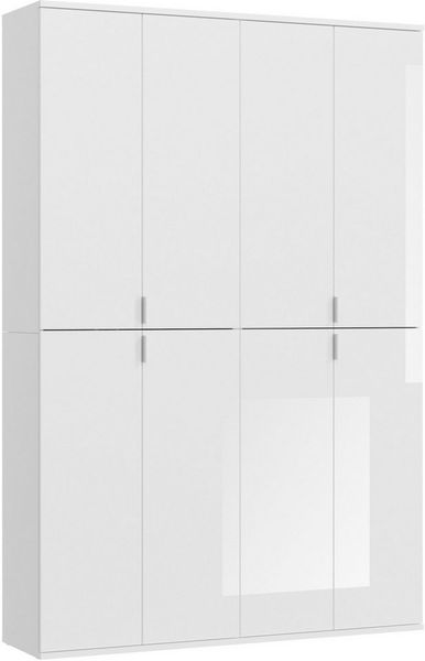 INOSIGN Garderoben-Set Trondheim, Breite 122cm, best. aus 2 Schränken, 8 Türen, 18 Fächer, (Set, 2-St), inkl. ausziehbarer Kleiderstange, Garderobenschrank, Kleiderschrank