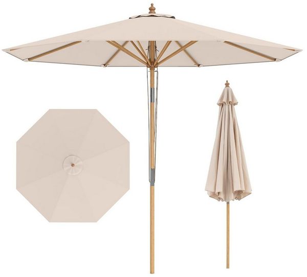 COSTWAY Sonnenschirm, Ø 270cm Gartenschirm, beidseitig um 30° knickbar