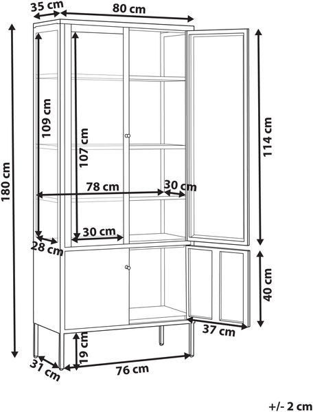 Vitrine mit Glastüren OXTED Metall 80 cm Goldbraun Bild 2