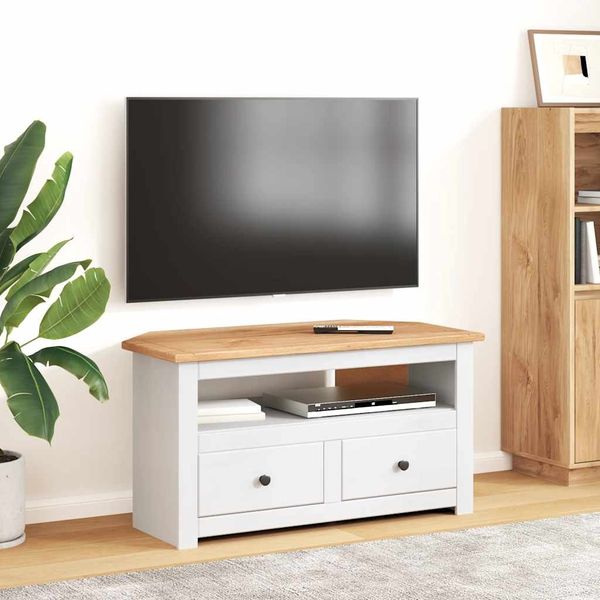 vidaXL TV-Eckschrank Weiß 93 x 49 x 49 cm Massivholz Panama-Kiefer 282687