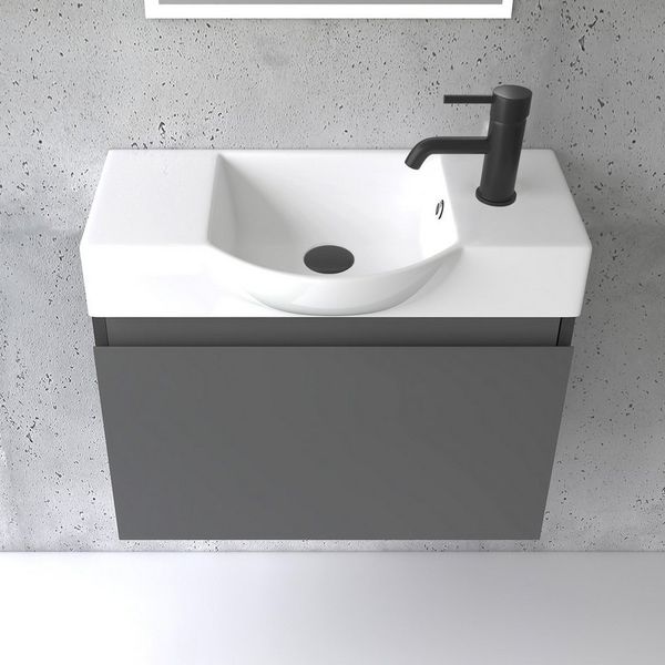 Alpenberger Badmöbel-Set Waschbecken mit Unterschrank 55 cm Breit, (Badezimmermöbel Waschtisch, Badschrank Schmal), Waschbeckenunterschrank mit Softclose