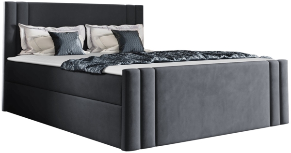 Boxspringbett Harlon, Dunkelgrau, 160 x 200 cm