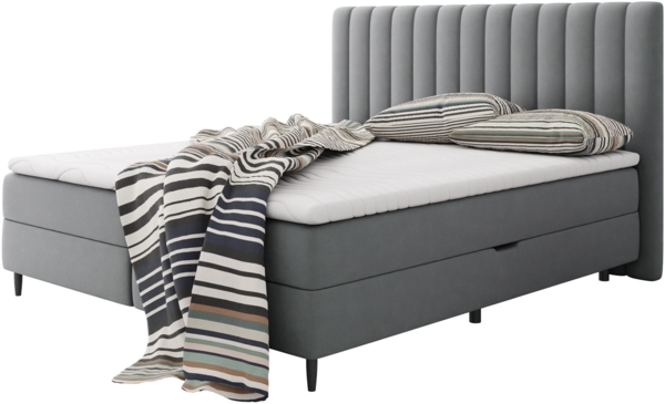 Boxspringbett Geneba,, Grau, 140x200 cm