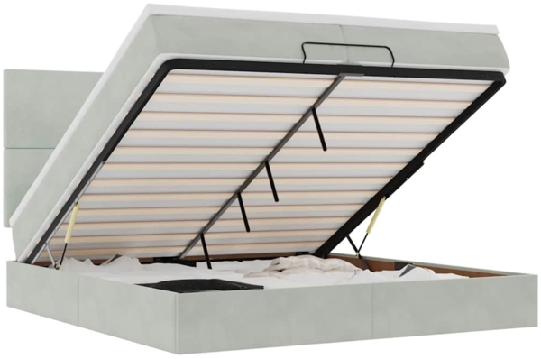 vidaXL Ottoman-Bett mit Matratzen & LEDs Hellgrau 200x200 cm Samt 3314270