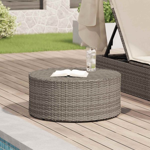 vidaXL Couchtisch für draußen Grau Ø 68 x 30 cm Poly-Rattan 42026920