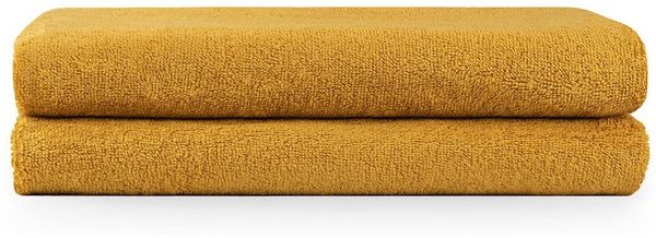 Blumtal Premium Frottier Handtücher Set mit Aufhängschlaufen - Baumwolle Oeko-TEX Zertifiziert, weich, saugstark - 2X Badetuch (70x140 cm), Spicy Mustard (Gelb)