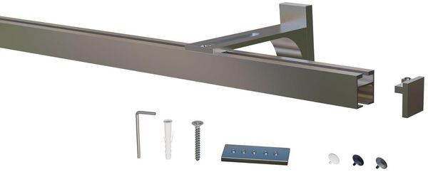 Gardineum Innenlaufschiene Eckige Innenlaufstange/ Gardinenstange 20x20 mm mit Wandhalterung-1lfg