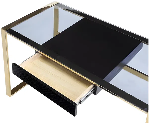 Vente-unique - SALI Büromöbel MetallGlas Schwarz - B 60 cm x H 76 cm x L 120 cm Bild 6