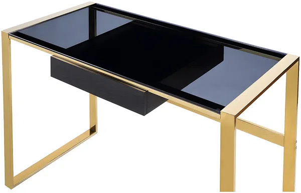 Vente-unique - SALI Büromöbel MetallGlas Schwarz - B 60 cm x H 76 cm x L 120 cm Bild 5