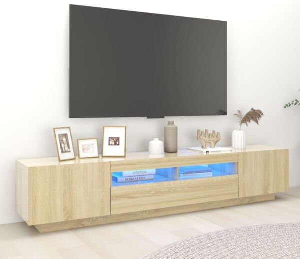 vidaXL TV-Schrank mit LED-Leuchten Sonoma-Eiche 200x35x40 cm 3081909