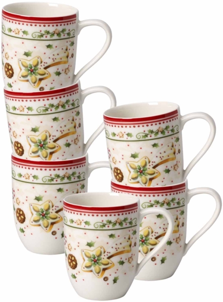 Villeroy & Boch Winter Bakery Delight Becher mit Henkel Sternschnuppe 290 ml 6er Set