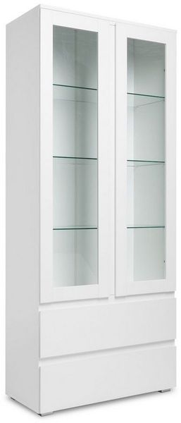 Newroom Standvitrine Nikita Vitrine Weiß Vitrinenschrank Modern Wohnzimmer Küche Landhaus Vin...