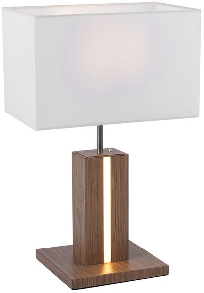 LED Tischleuchte, CCT, dimmbar, Holzoptik, weiß, H 48cm