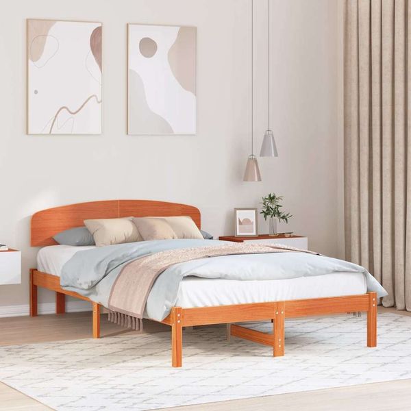 vidaXL Bettrahmen Wachsbraun 140 x 190 cm Massives Kiefernholz 872070