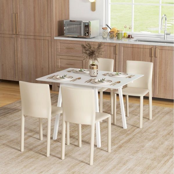 OKWISH Esstisch Klappbarer Esstisch 110 x 86 x 75 cm in Weiß für 2-4 Personen (Packung, 1-St, Küchentisch aus Holz für kleine Räume), Platzsparender Klapptisch für Esszimmer & Küche