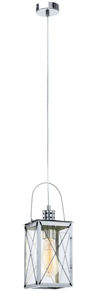 Hängeleuchte, Laternen-Design, Glas, klar, chrom, H 110 cm