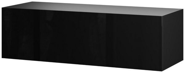 Planetmöbel TV Board 100 cm Schwarz, TV Schrank mit 1 Klappe als Stauraum, Lowboard hängend oder stehend, Sideboard Wohnzimmer